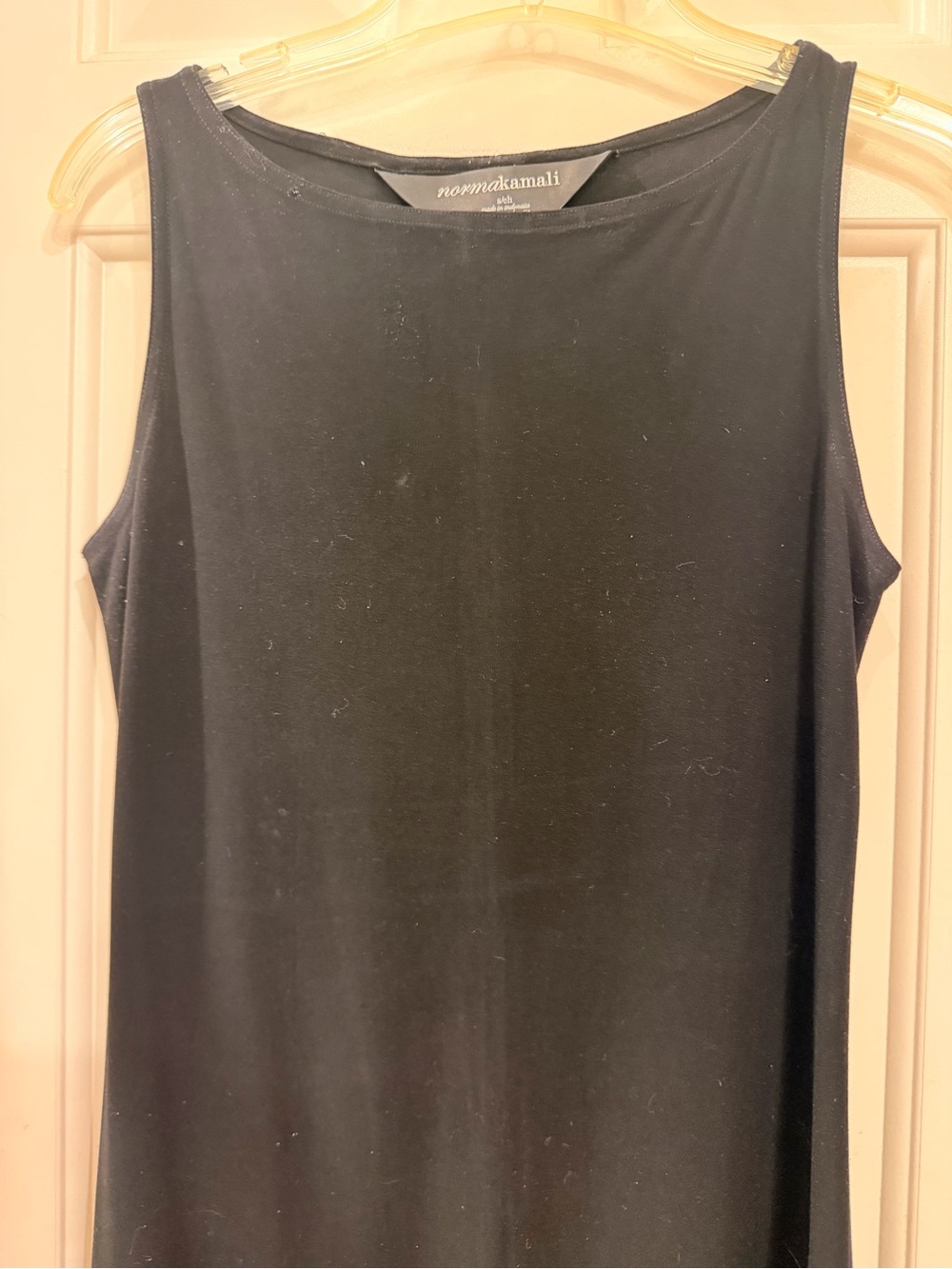 Norma Kamali Black Sleeveless Midi Sheath Dress, Stretch Knit, Size S - Picture 3 of 16